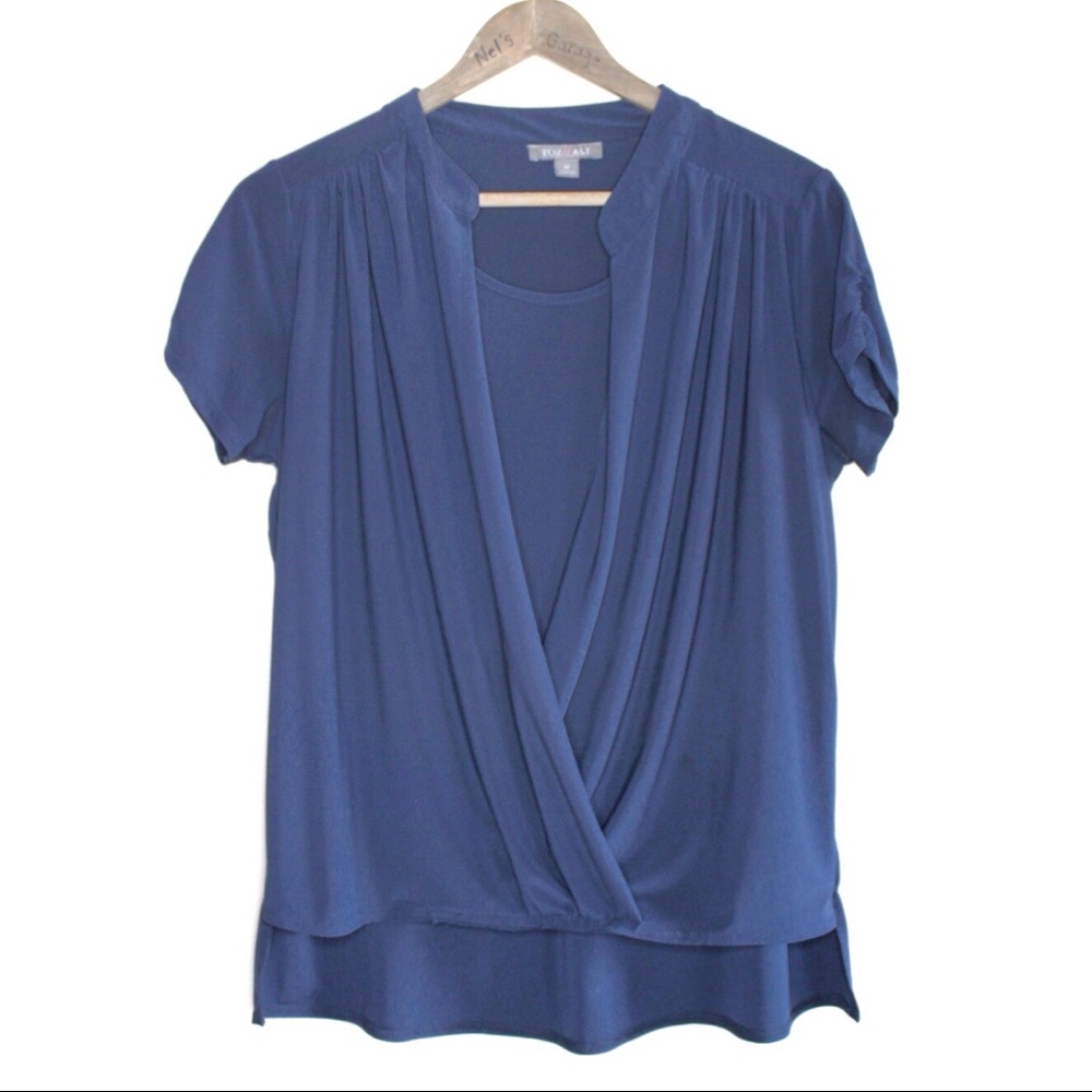Roz & Ali Draped Dress Blouse Medium